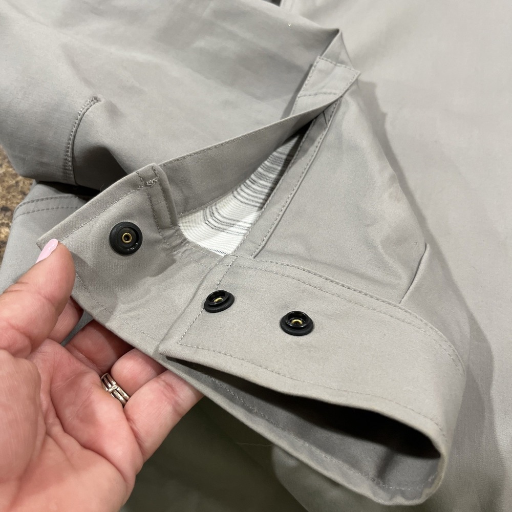 Oakley Mens Gray Moto Biker Chore Jacket Zip Front Logo Snap Cuffs Sz Large - Picture 16 of 16